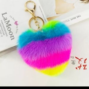 Pom pom heart keychains